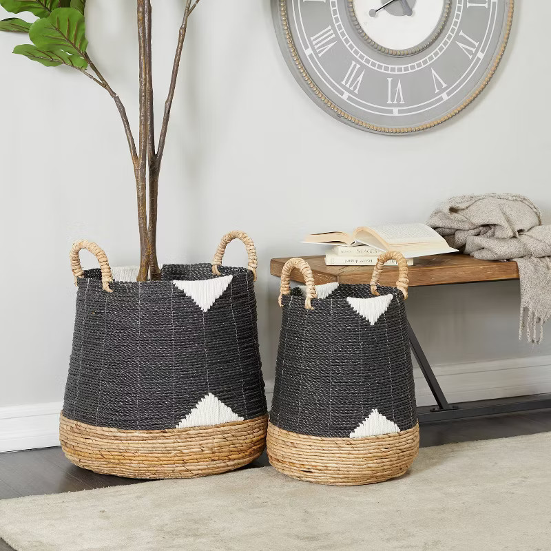 Set of 2 Banana Leaf Storage Baskets Black - Olivia & May | Target
