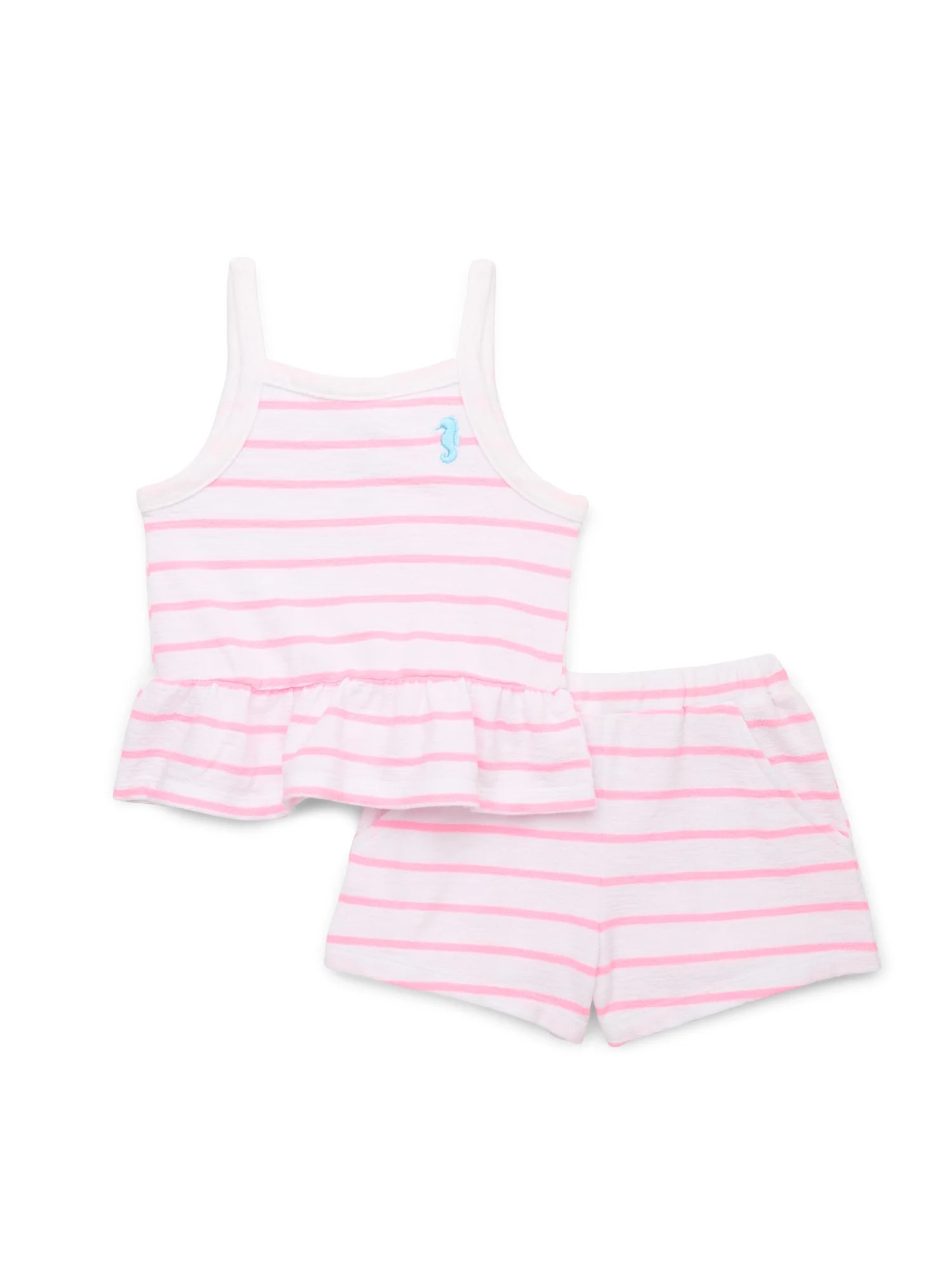 365 Kids by Garanimals Girls Peplum Tank Top and Shorts Outfit Set, 2-Piece, Sizes 4-10 | Walmart (US)