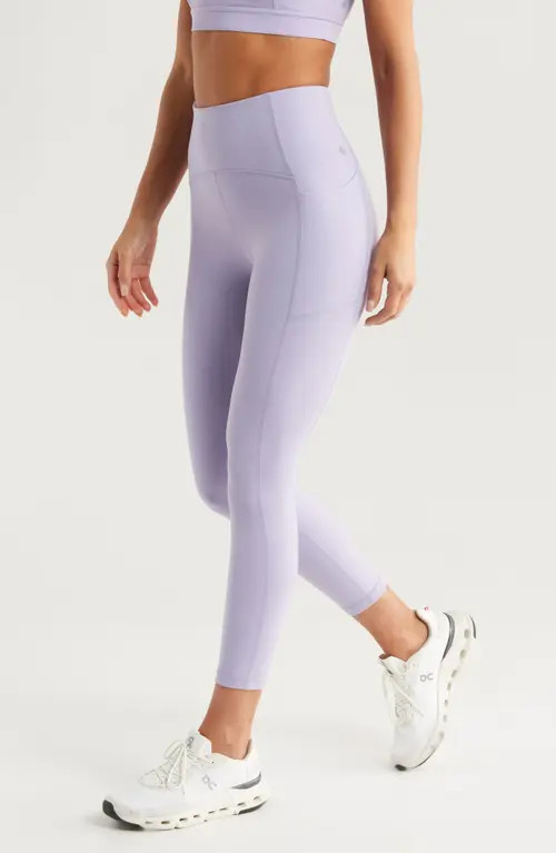 Zella Studio Luxe High Waist Pocket 7/8 Leggings in Purple Heirloom at Nordstrom, Size X-Small | Nordstrom