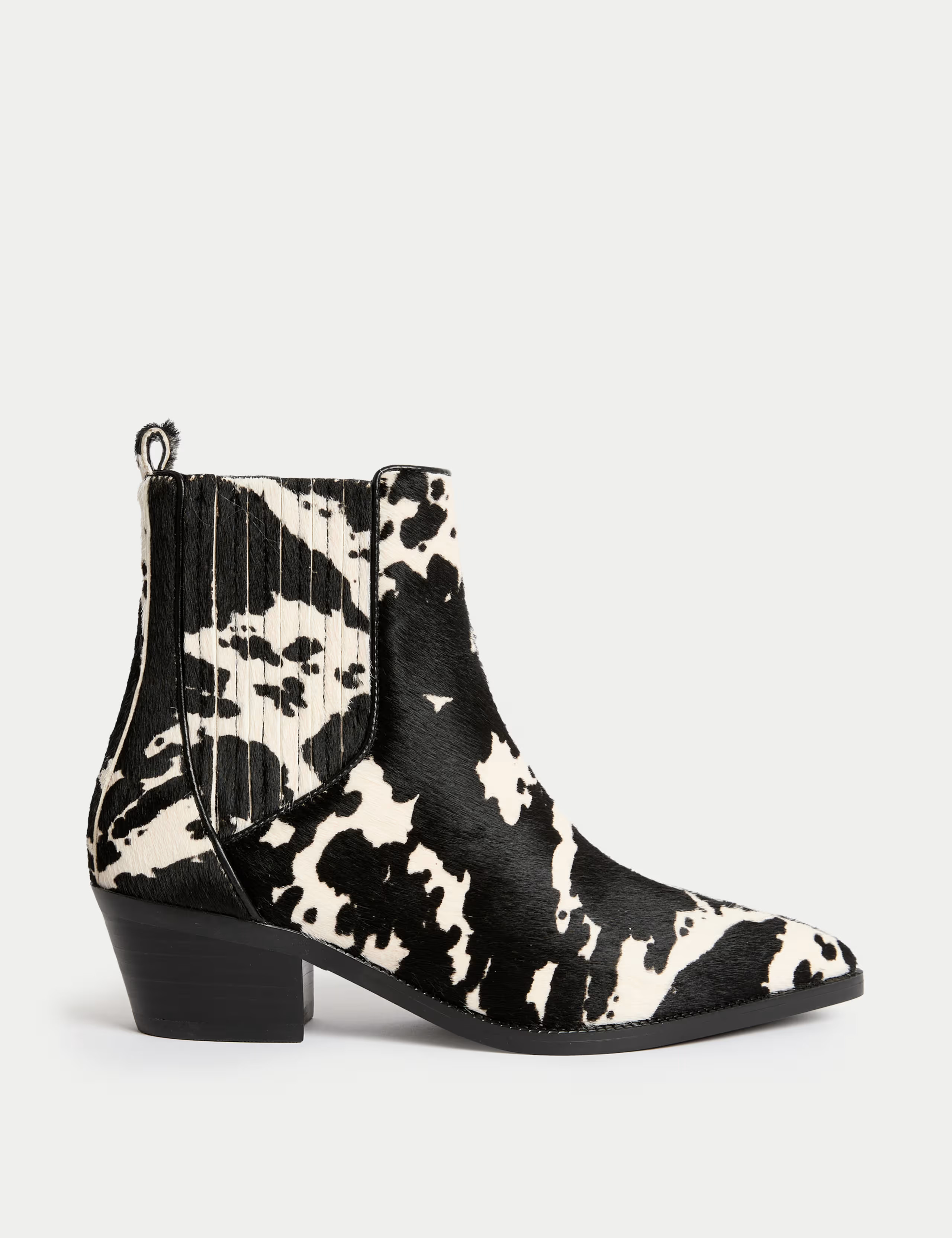 Leather Animal Print Block Heel Ankle Boots | M&S Collection | M&S | Marks & Spencer (UK)