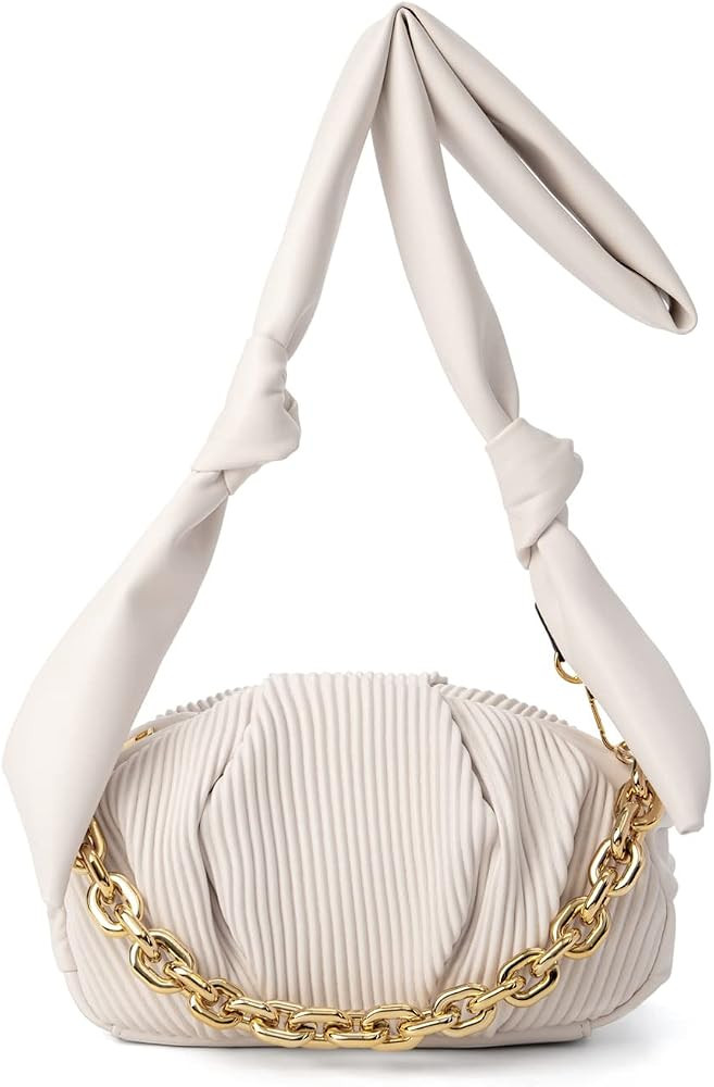 Knotted Shoulder Handbag Purse for Women, Ruched Dumpling Clutch Cloud Bag Fashion Chain Pouch Bag | Amazon (US)