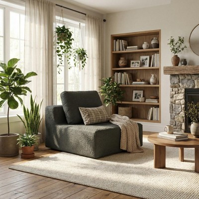 FurnitureR Modular Armless Lounge Chair with Deep Seat, Upholstered Accent Chair for Living Room, Bedroom or Sectional Sofa Setup | Target