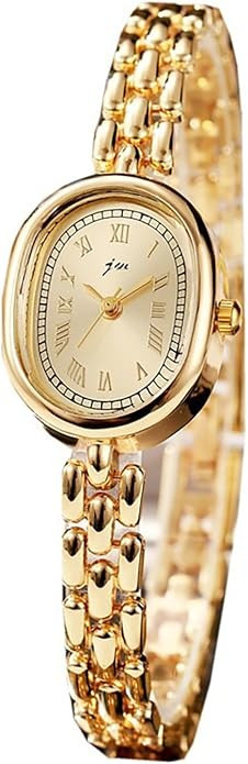 Women\u2019s Bracelet Watch Small Face Oval Quartz Analog Wristwatch (Gold) | Amazon (US)