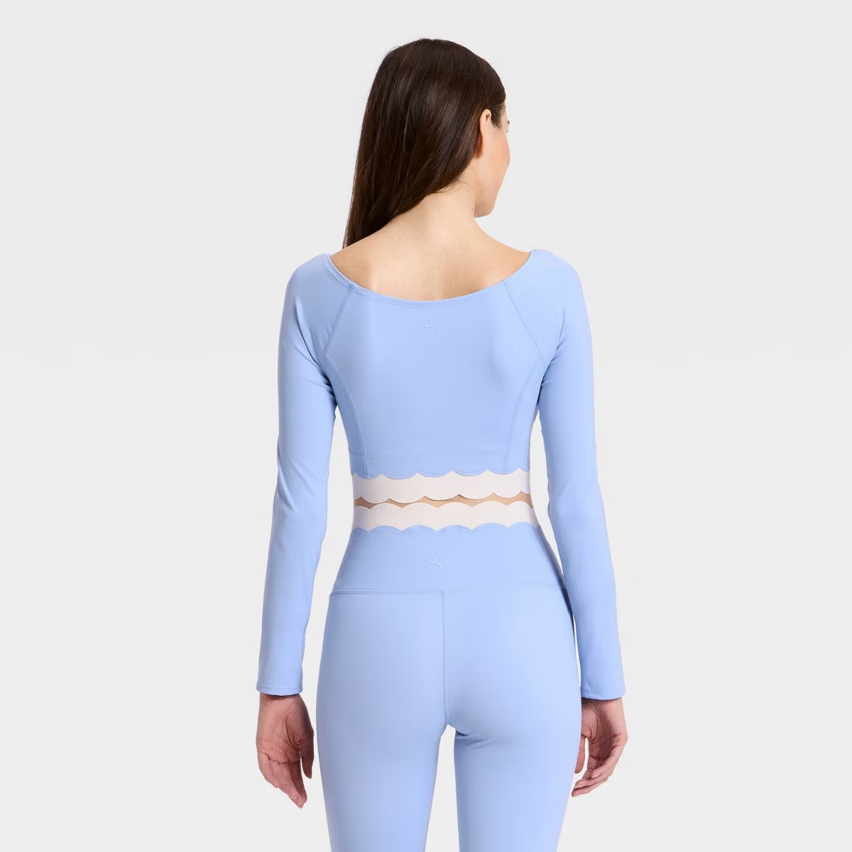 Women's Knit Scallop Cropped Support Long Sleeve Top - JoyLab™ | Target