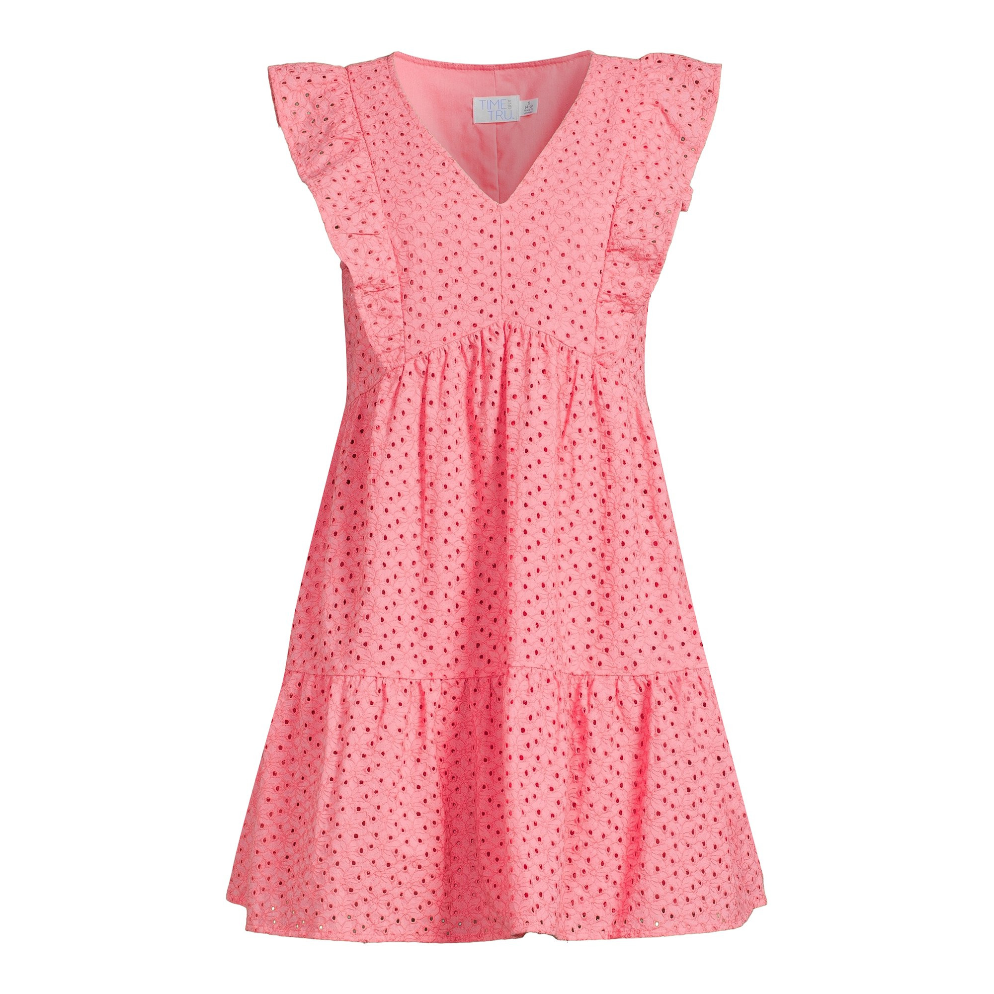 Time and Tru Women's Flutter Sleeve Eyelet Dress | Walmart (US)
