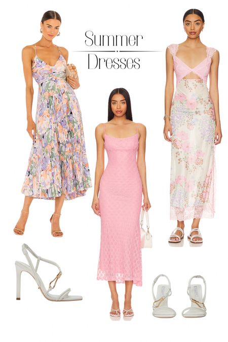I love these romantic dresses for summer. These shoes with the gold buckle are so cute!  #weddingguestdress. #summerdress #floraldress

#LTKU #LTKWedding #LTKShoeCrush