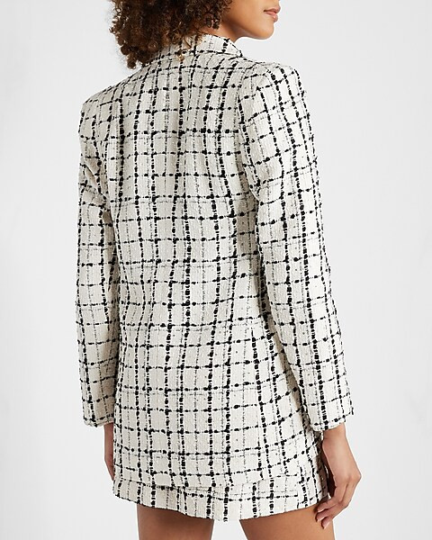 Plaid Tweed Boyfriend Blazer | Express