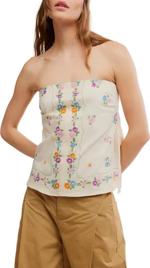 Doily Days Embroidered Strapless Cotton Top | Nordstrom
