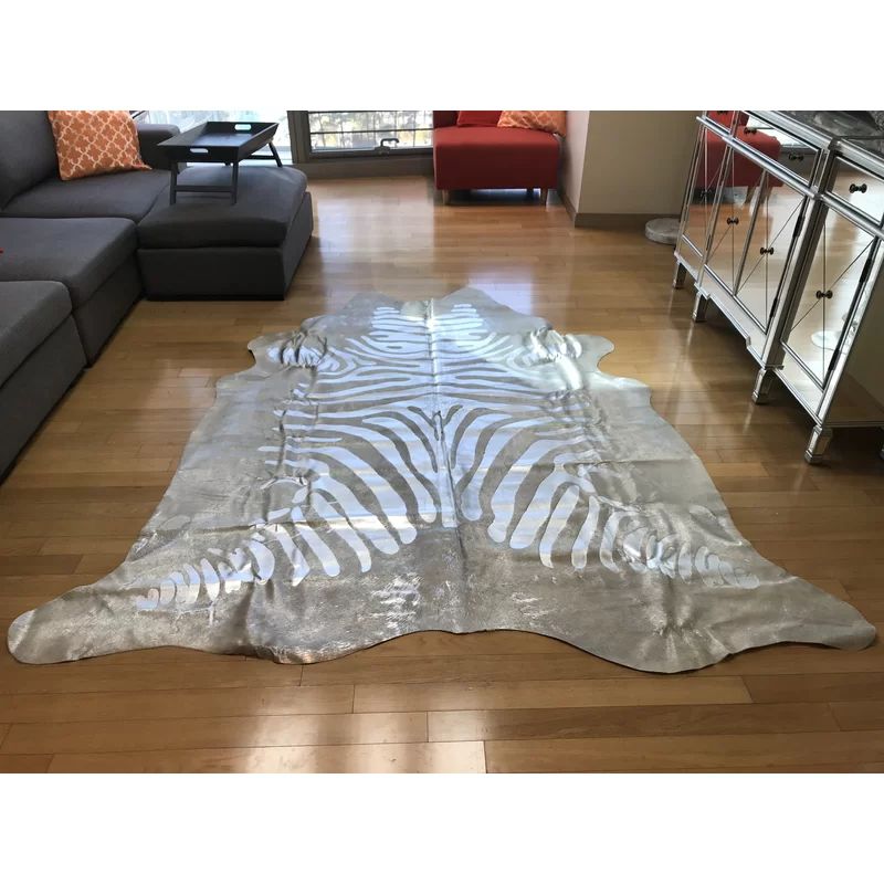 Arballo Zebra Print Hand-Cowhide Silver Area Rug | Wayfair North America