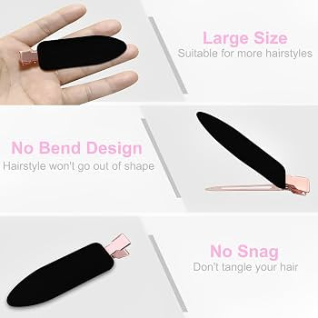 Large Creaseless Hair Clip, No Crease Clips No Bend Hair Clips Black Makeup Clip Hair Styling Acc... | Amazon (US)