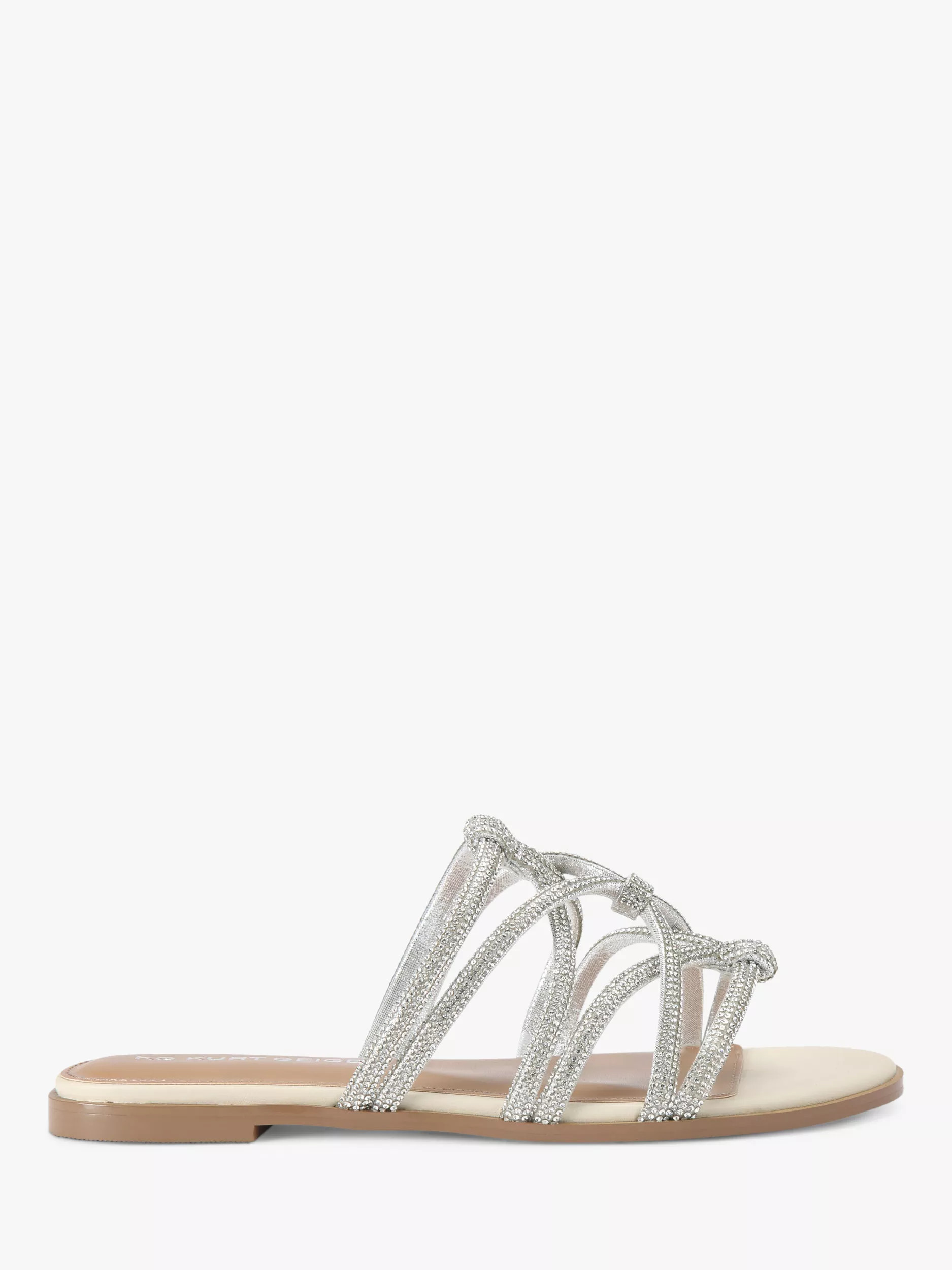 KG Kurt Geiger Perla Embellished Strappy Sandals, Silver/Cream | John Lewis (UK)