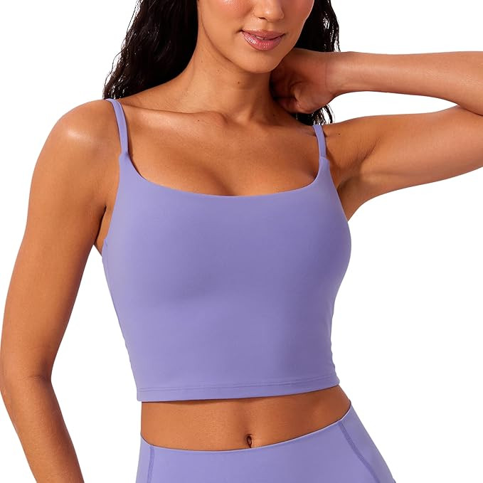 CRZ YOGA Butterlift Womens Scoop Neck Longline Sports Bra - U Back Adjustable Straps Workout Crop... | Amazon (US)
