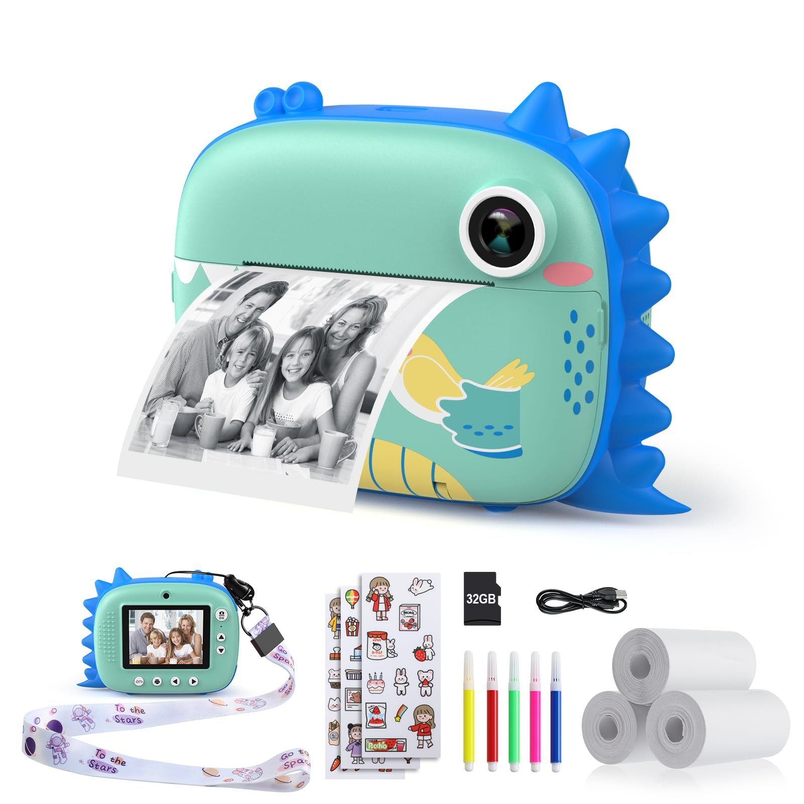 Kids Camera Instant Print, Selfie Digital Camara for Kids with Print Paper & 32G Card, 2.5K Video... | Amazon (US)