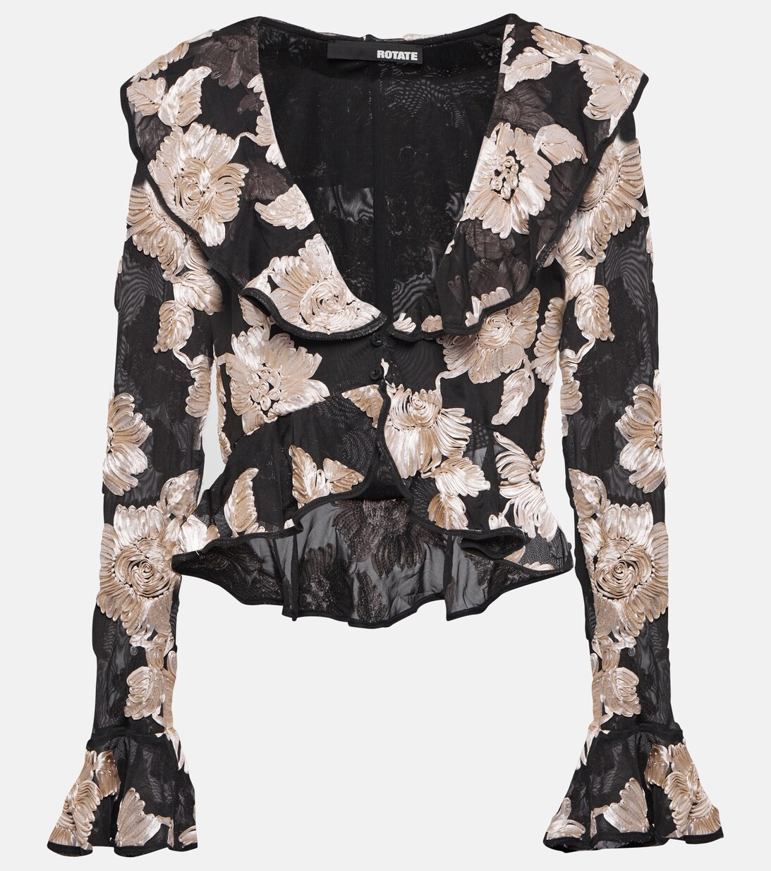 Ruffled floral mesh top | Mytheresa (US/CA)
