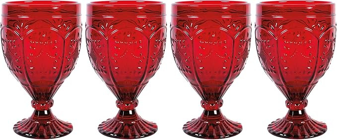 Fitz and Floyd Trestle Glassware Ornate Goblets, 4 Count (Pack of 1), Red | Amazon (US)