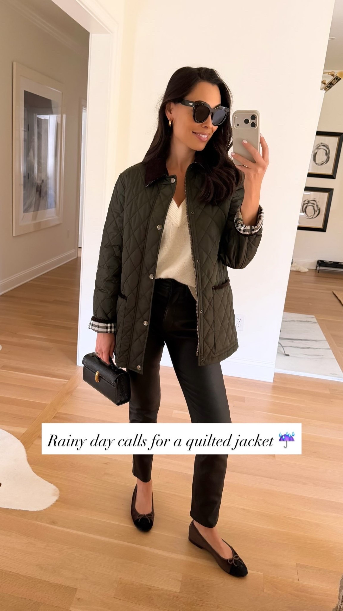 Rainy day calls for a quilted jacket ☔️ fall outfit, Burberry quilted jacket, Chanel ballet flats.

#LTKootd #LTKdayinmylife #LTKWorkwear