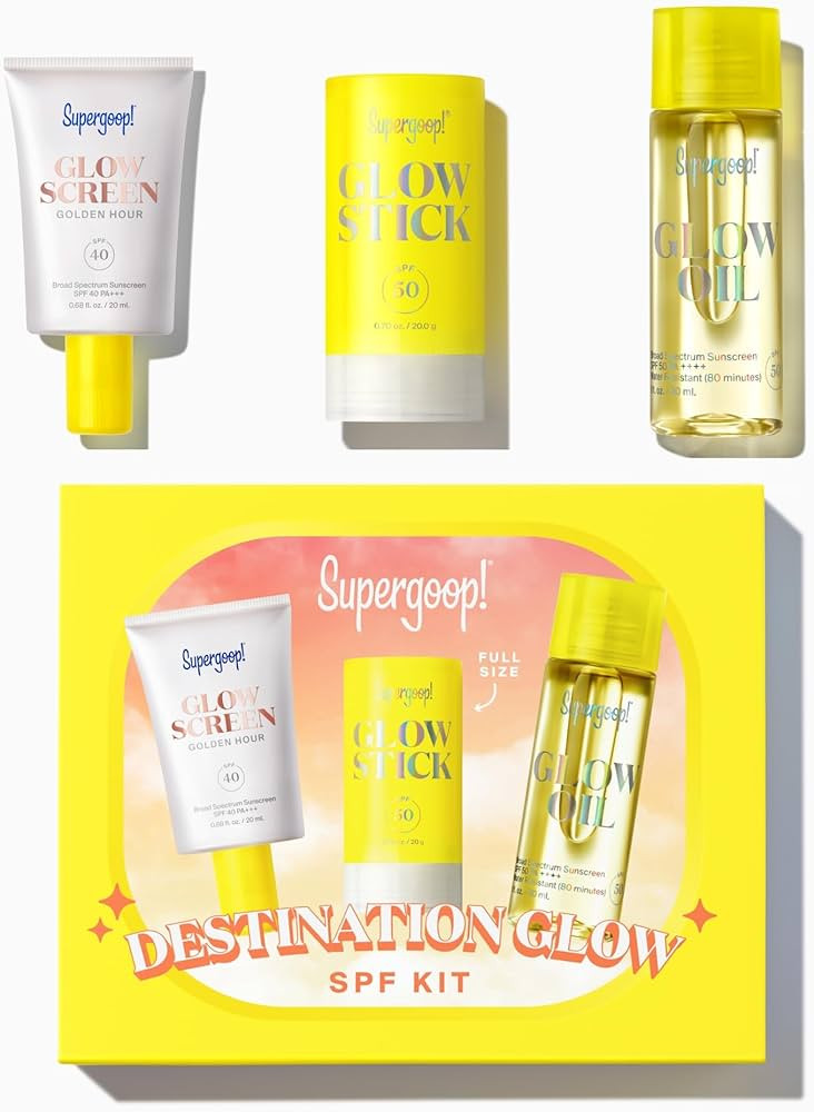Supergoop! Destination Glow - Includes 3 Travel-Sized Glowy SPF Favorites: Glowscreen SPF 40, Glo... | Amazon (US)
