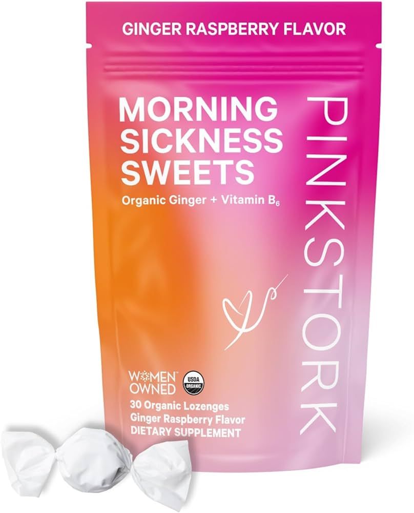 Pink Stork Morning Sickness Sweets, Organic Raspberry Ginger Candy with Vitamin B6 for Support an... | Amazon (US)