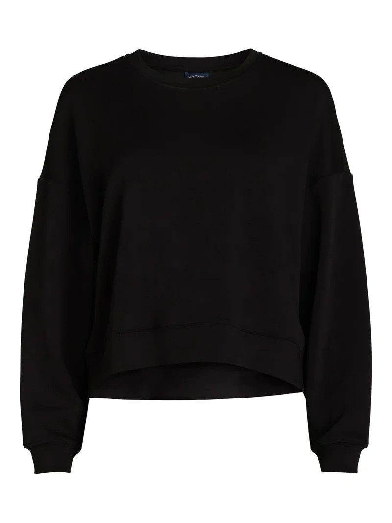 Scoop Women's and Women's Plus Ultimate ScubaKnit Cropped Sweatshirt with Drop Sleeves, Size XS-4... | Walmart (US)