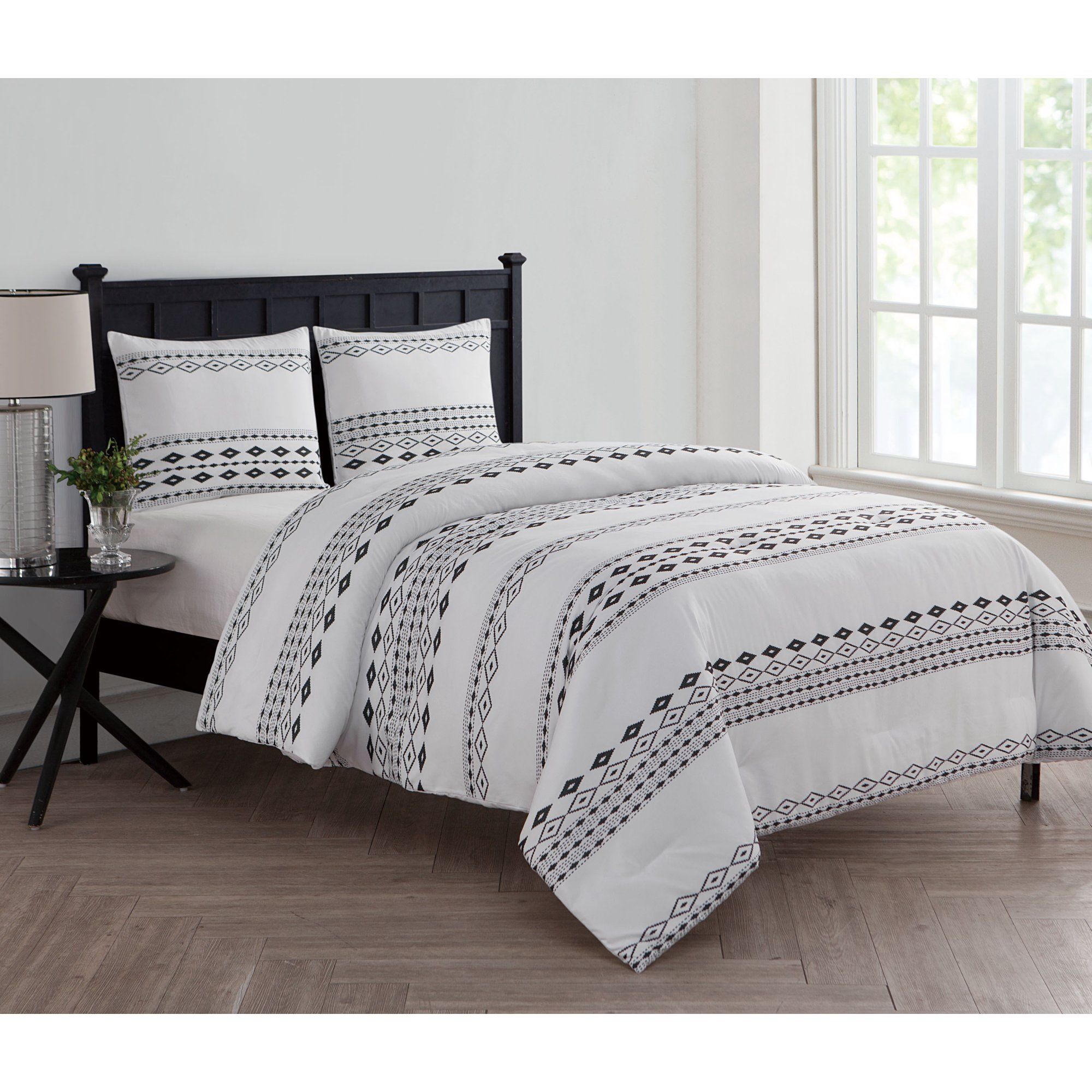 VCNY Home Black / White Aztec Printed 2/3 Piece Bedding Comforter Set with Shams Included | Walmart (US)