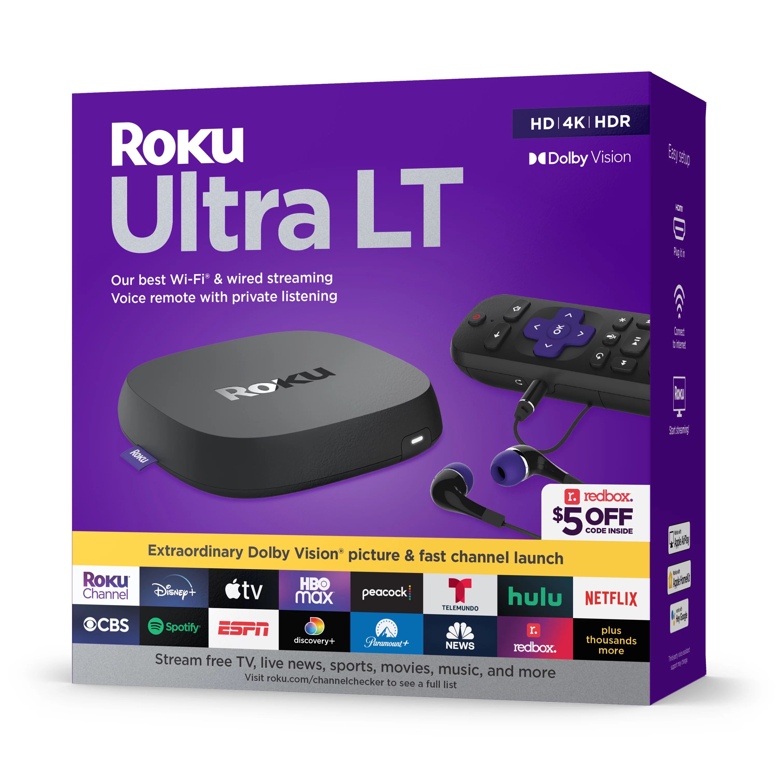 Roku Ultra LT Streaming Device 4K/HDR/Dolby Vision/Dual-Band Wi-Fi® with Roku Voice Remote and H... | Walmart (US)