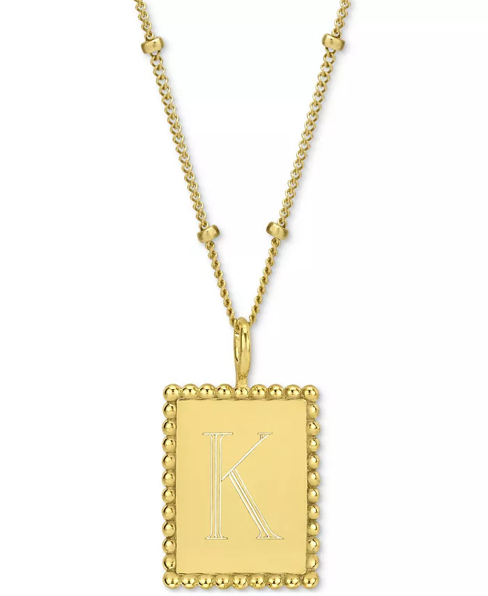 Engraved Initial Square Pendant Necklace in 14k Gold-Plated Sterling Silver, 18" + 2" extender | Macys (US)