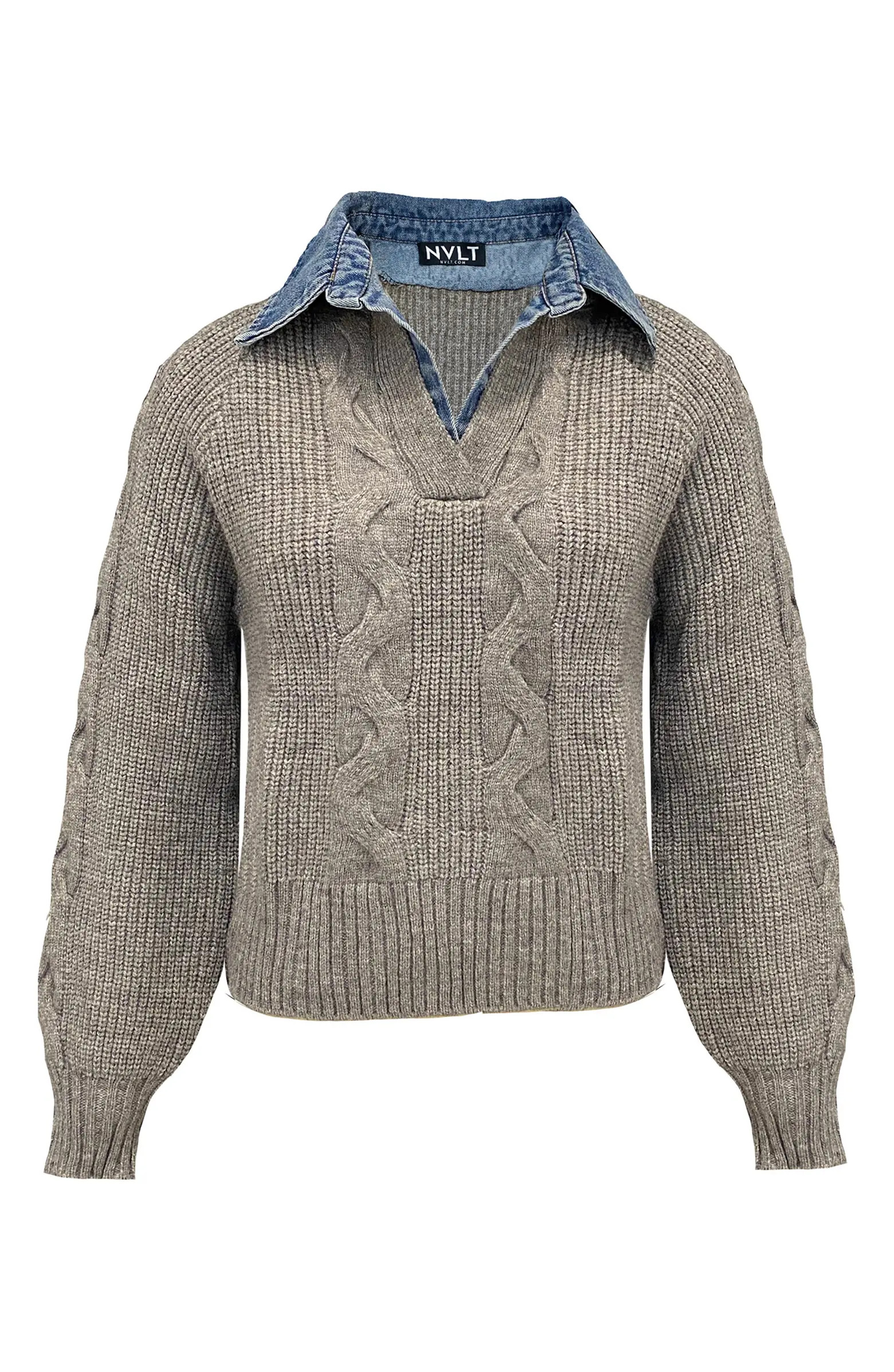 Denim Collar Shaker Knit Sweater | Nordstrom Rack