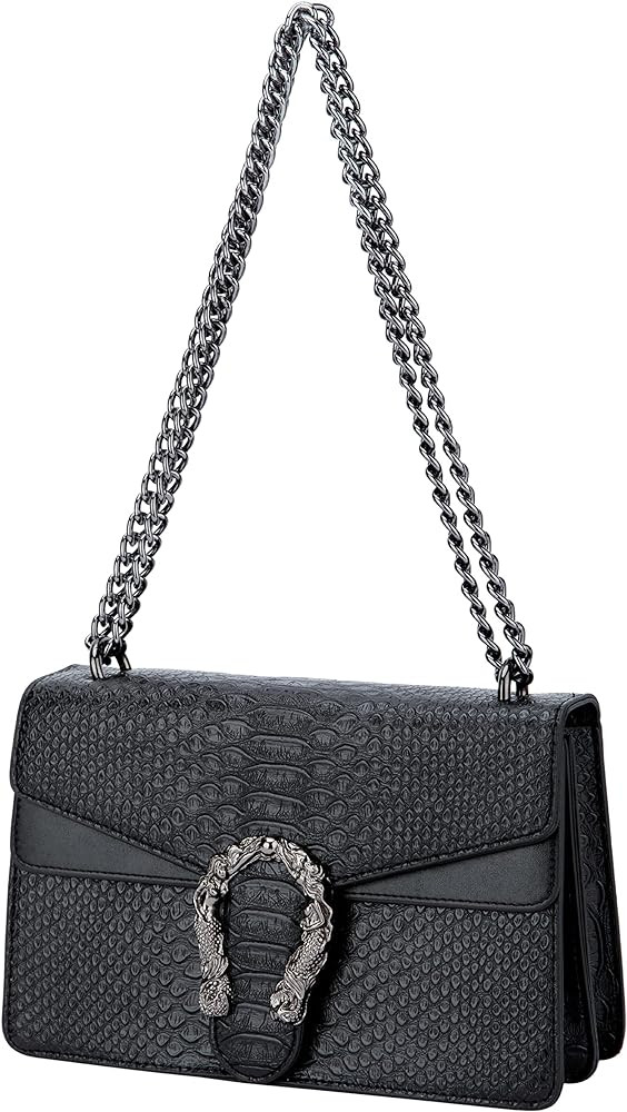 DEEPMEOW Crossbody Shoulder Evening Purse for Women - Snake Printed Leather Messenger Bag Chain S... | Amazon (US)