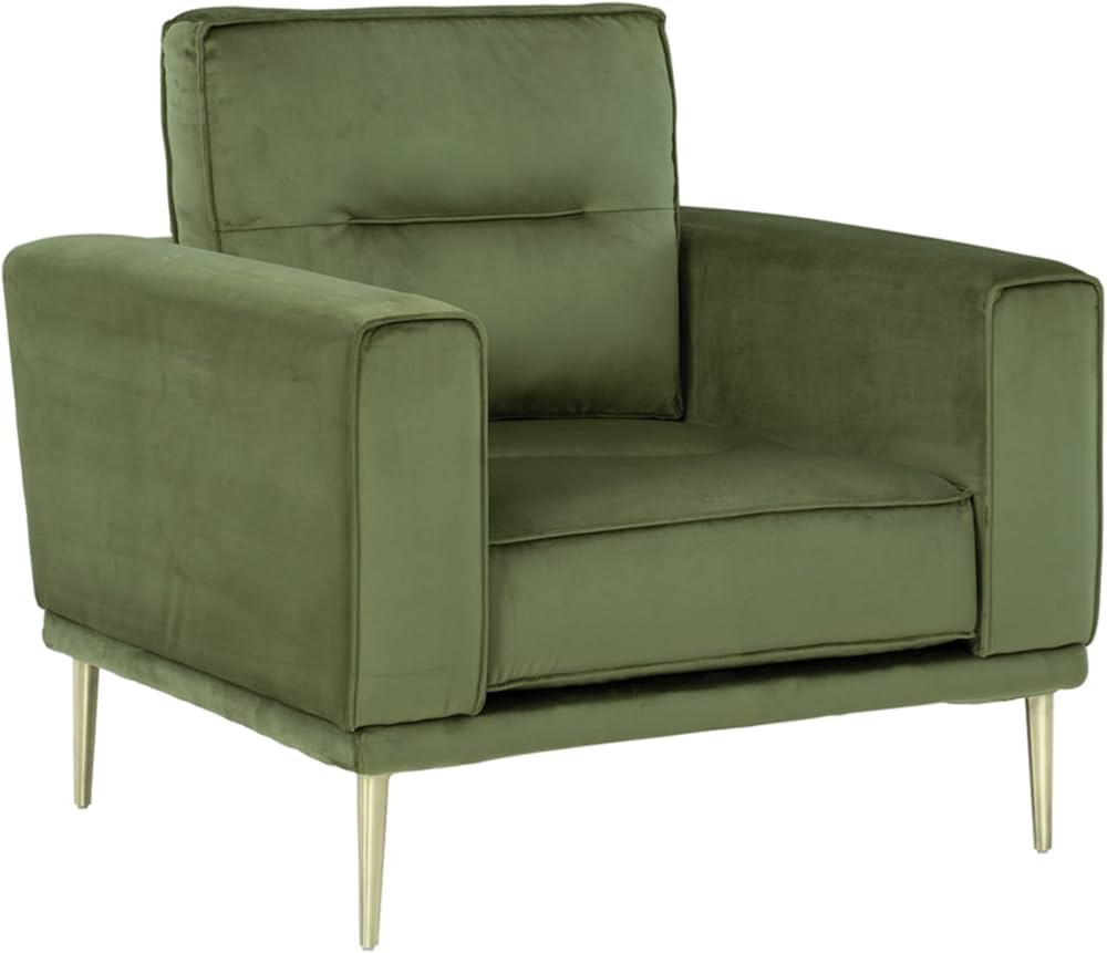 Signature Design by Ashley Macleary Modern Velvet Glam Chair with Brass Metal Legs, Green | Amazon (US)