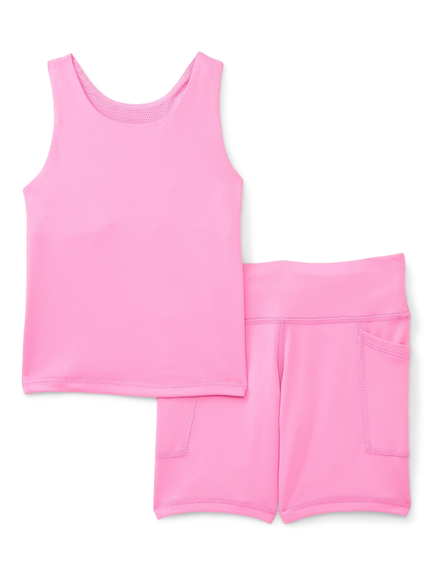 Athletic Works Girls Longline Bra and Bike Shorts Set, 2-Piece, Sizes 4-18 & Plus | Walmart (US)