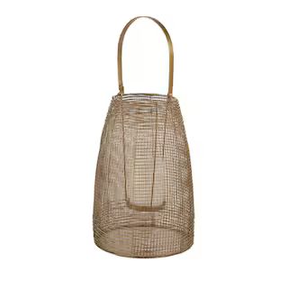 Gold Metal Decorative Candle Lantern with Handle | The Home Depot