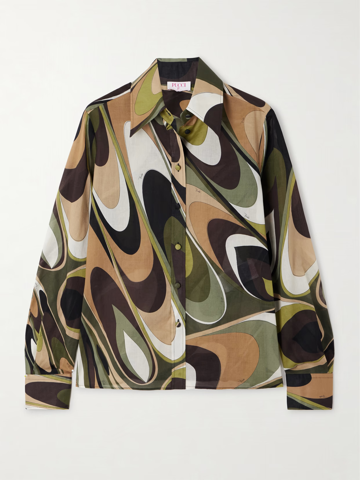 PUCCI - Onda Printed Cotton-muslin Shirt - Green | NET-A-PORTER (US)