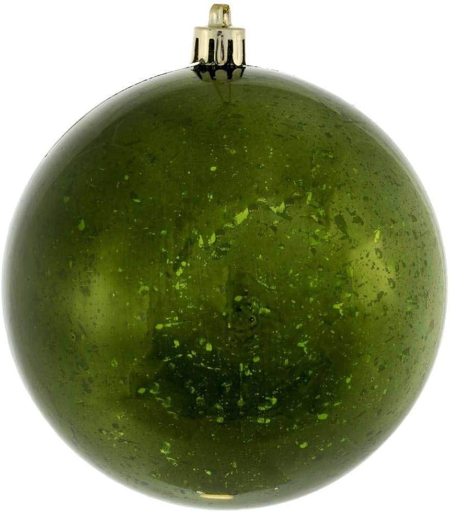 Vickerman 464564-4" Moss Green Shiny Mercury Ball Christmas Tree Ornament (6 Pack) (M166364) | Amazon (US)