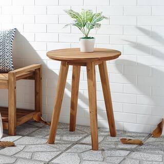 Welwick Designs Acacia Brown Wood 20 in. Outdoor Round Side Table HD8321 | The Home Depot