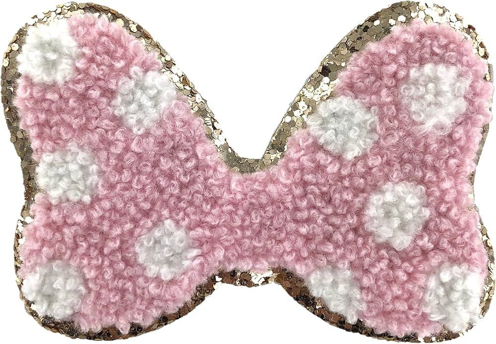 Gold Glitters & Pink Chenille Varsity Initial Patches, 3M Adhesive Sticker Iron On, 2.25" Height ... | Amazon (US)