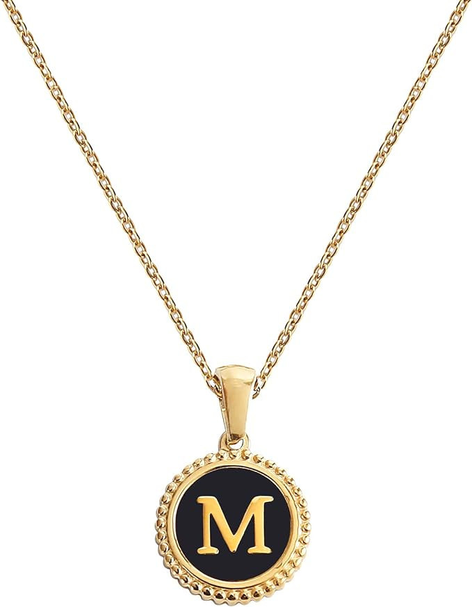 BIFACE Initial Necklaces for Women Gold Jewelry for Women 14K Gold Plated Letter Choker Necklaces... | Amazon (US)