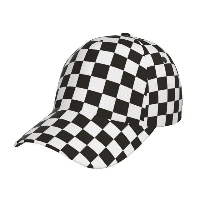 Coaee Black And White Checkerboard Adjustable Fashionable Curved Brim Baseball Cap Outdoor Hat, U... | Walmart (US)