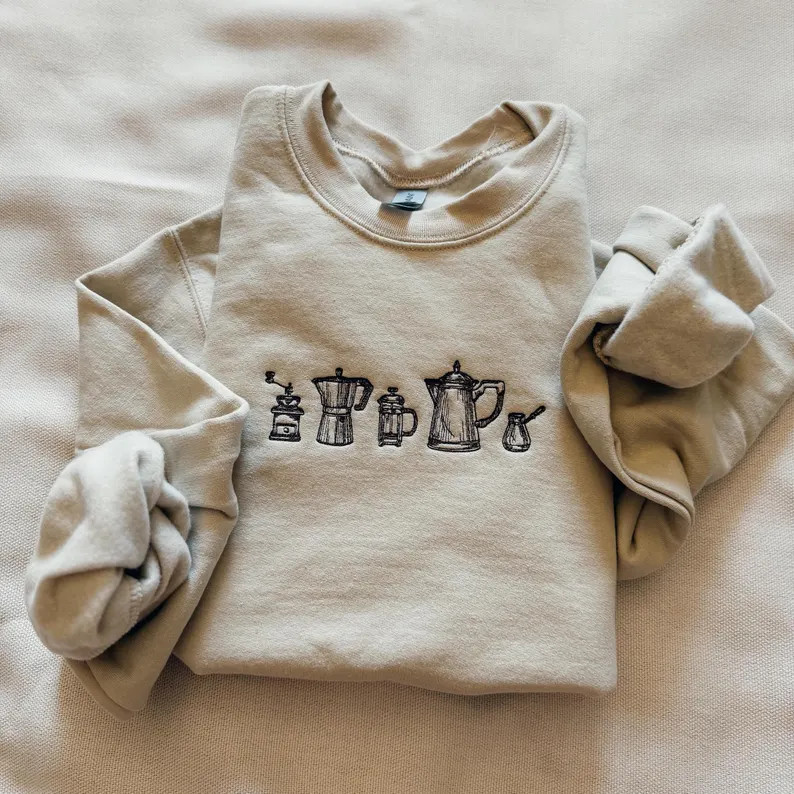 Embroidered Coffee Sweatshirt, Barista Embroidery Sweater - Etsy | Etsy (US)