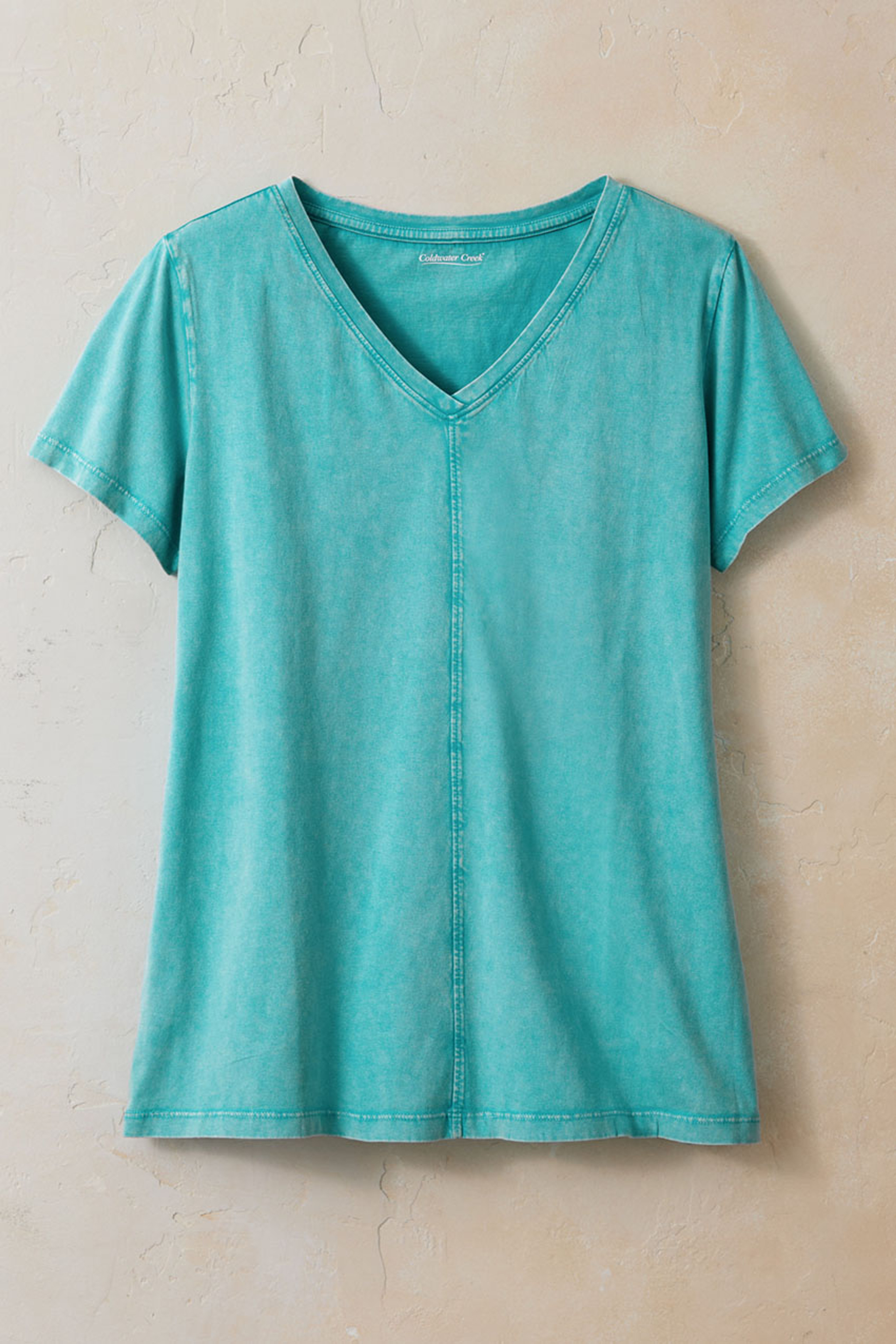 Vintage-Wash V-Neck Tee | Coldwater Creek