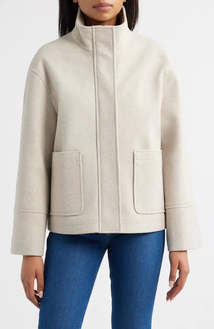 Sam Edelman Stand Collar Felt Jacket | Nordstrom | Nordstrom