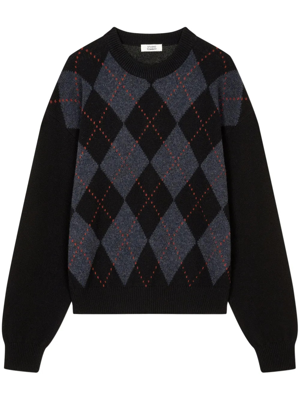 TOMBOY argyle-knit sweater - Black | Farfetch Global