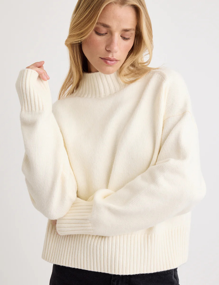 Cream Funnel Neck Knitted Jumper | Nobody's Child