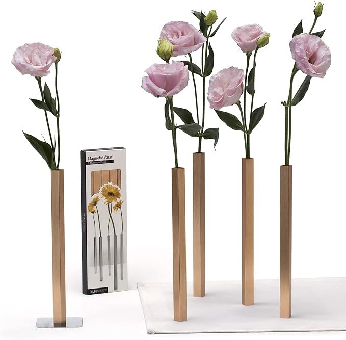 PELEG DESIGN Magnetic Flower Vase - Unique and Modern Set of 5 Gold Aluminum Vases for Home Garde... | Amazon (US)