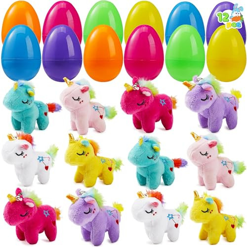 JOYIN 12 Pcs Filled Easter Eggs with Plush Unicorn, Bright Colorful Eggs Prefilled with Variety Plush Unicorn for Kids Toddlers Easter Hunt, Basket Stuffers and Party Favors | Amazon (US)
