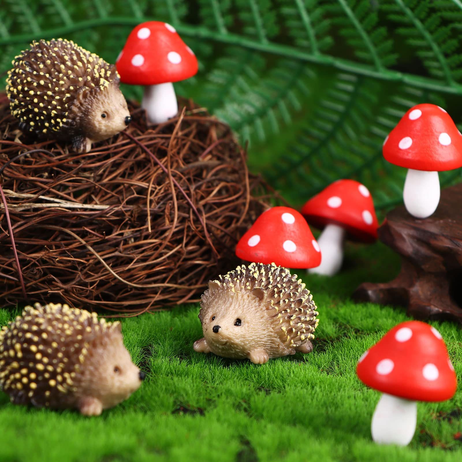 8 Pcs Fairy Wild Garden Accessories Mini Hedgehogs and Mushroom Statue Micro Landscape Plant Pots... | Amazon (US)