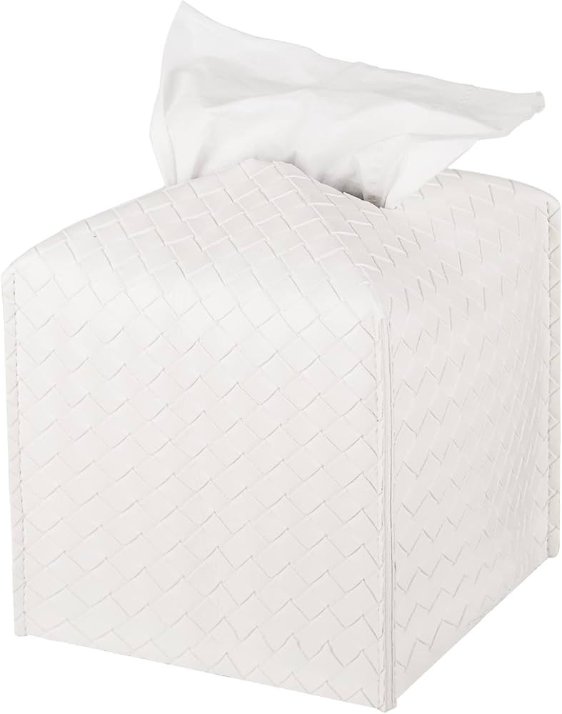 Tissue Box Cover PU Leather Tissue Holder Square Facial Tissue Case Facial Paper Organizer Dispen... | Amazon (US)