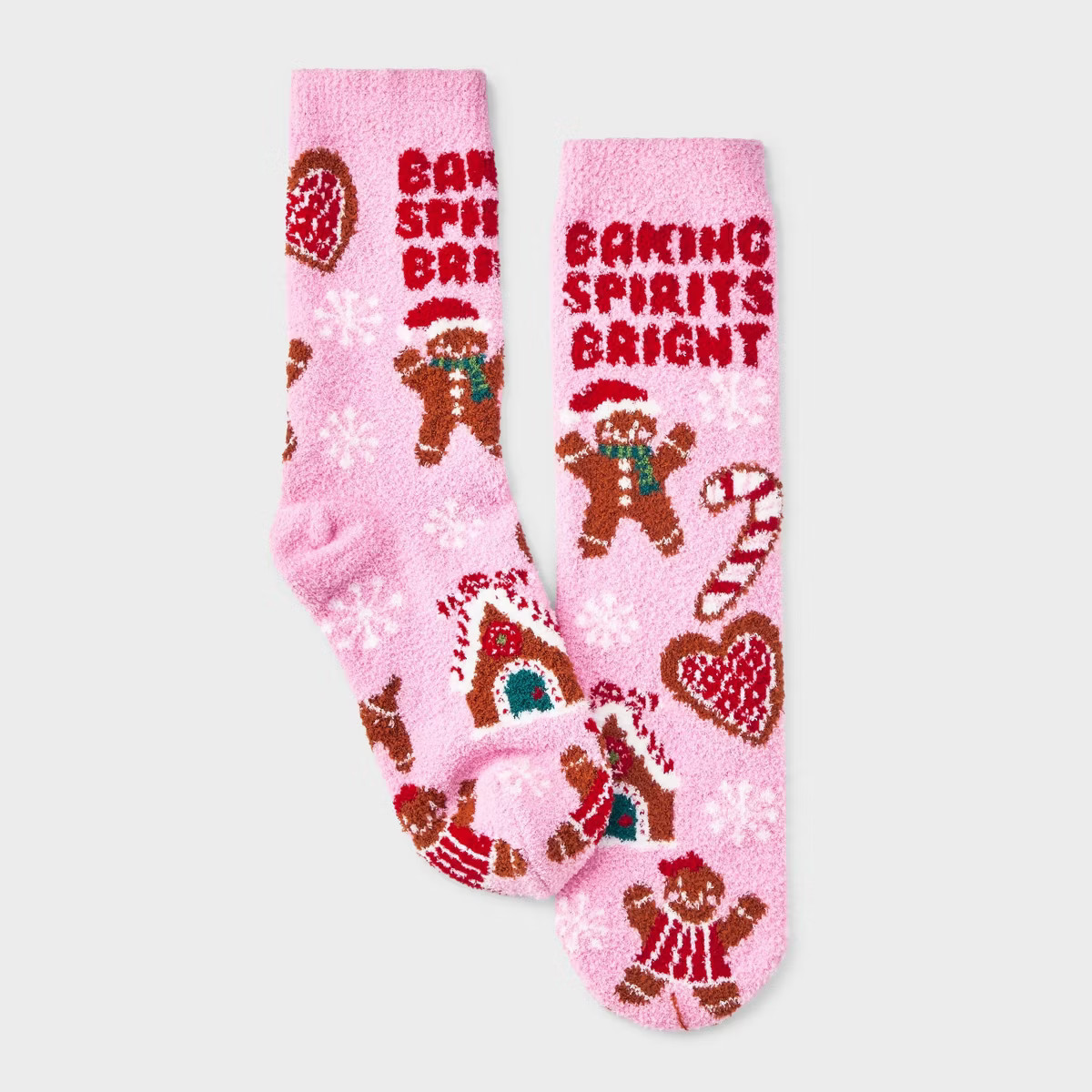 Women's 'Baking Spirits Bright' Gingerbread Cozy Christmas Crew Socks with Gift Card Holder - Won... | Target