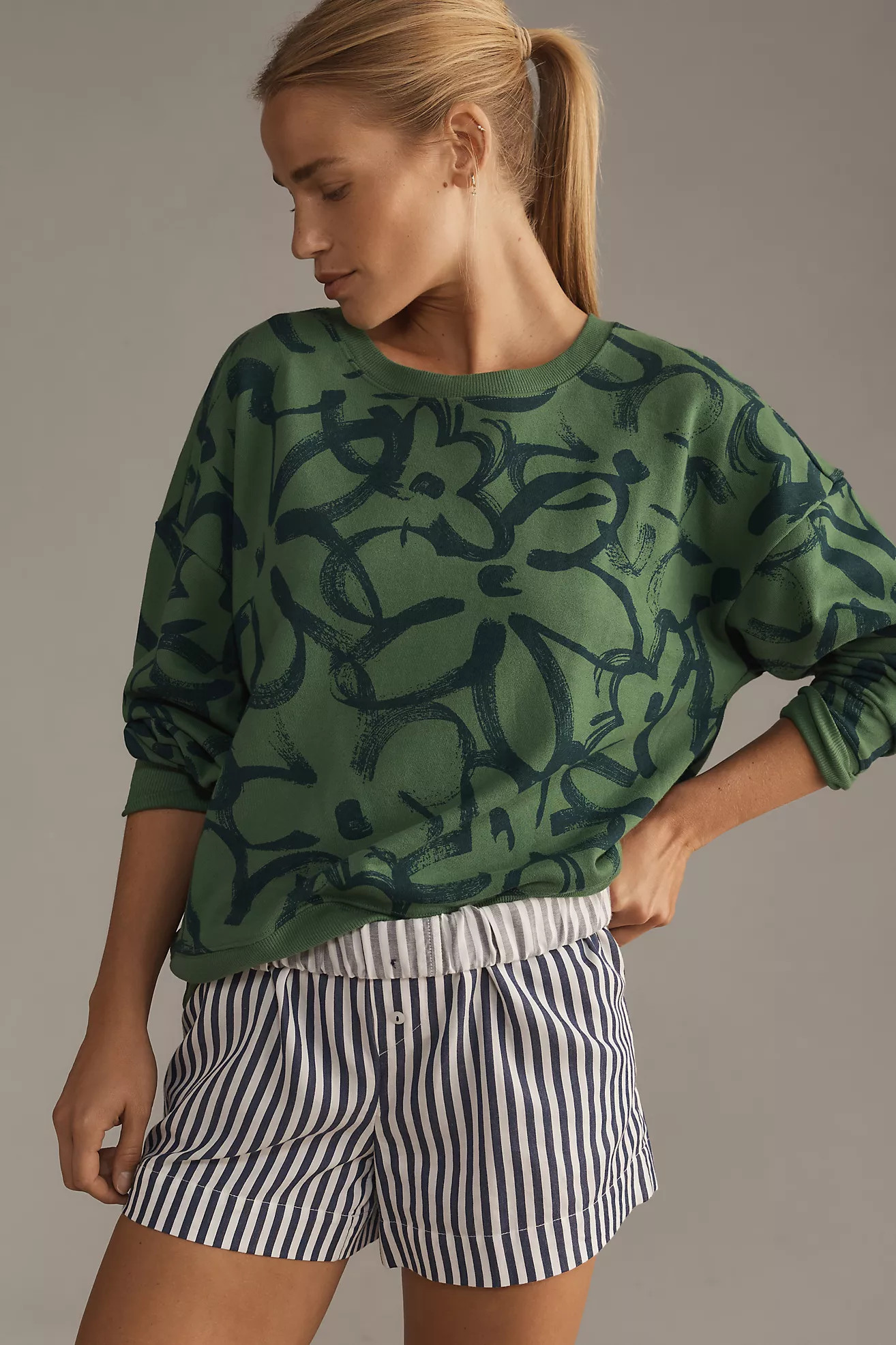 Maeve Sketchy Floral Sweatshirt | Anthropologie (US)