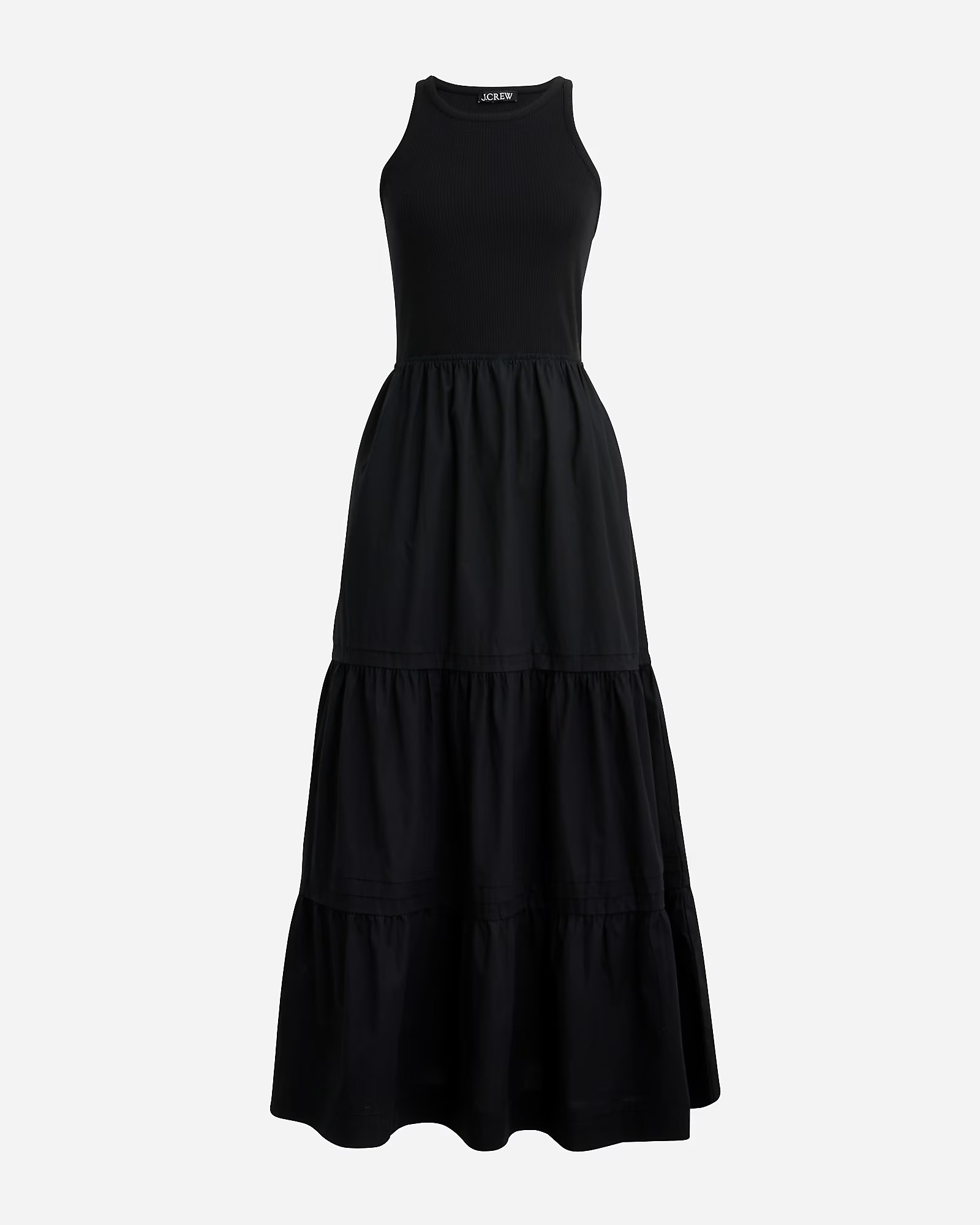 Vintage rib high-neck cutaway tank dress with poplin skirt | J. Crew US