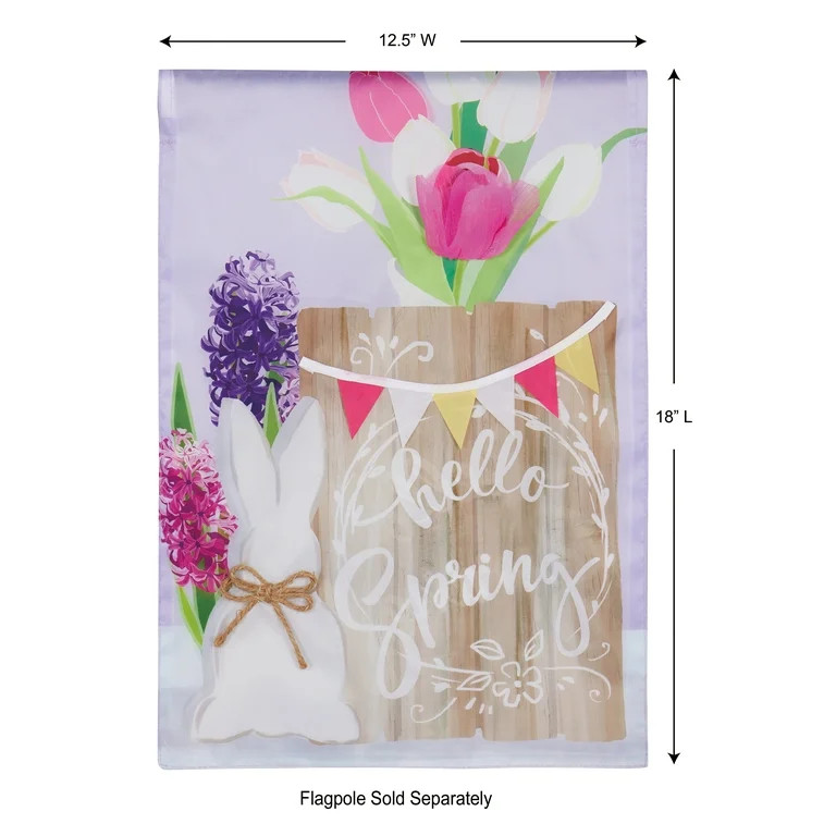 Meadow Creek 2023 Spring, Bunny Hello Spring Garden Flag, Assembled 18" L x 12.5" W | Walmart (US)